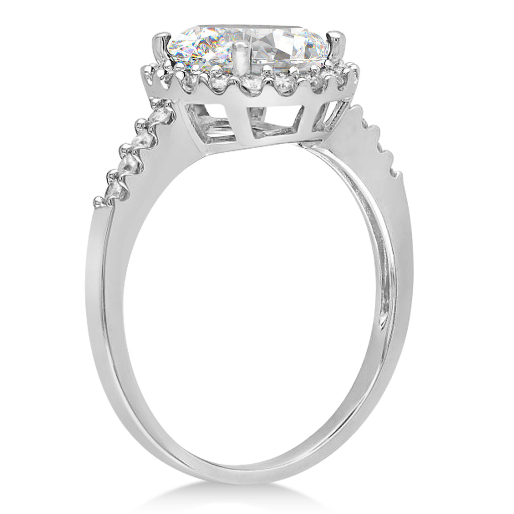 Oval Lab Moissanite & Halo Lab Grown Diamond Engagement Ring 14k White Gold 2.82ct