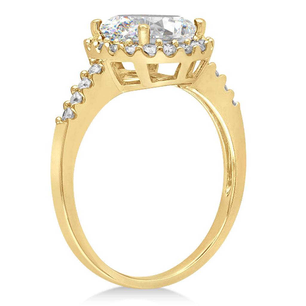 Oval Lab Moissanite & Halo Lab Grown Diamond Engagement Ring 14k Yellow Gold 2.82ct