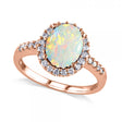 Oval Lab Opal & Halo Lab Diamond Engagement Ring 14k Rose Gold 2.07ct