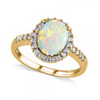 Oval Opal & Halo Diamond Engagement Ring 14k Yellow Gold 2.07ct