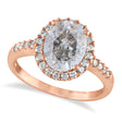 Oval Salt & Pepper & Halo Diamond Engagement Ring 14k Rose Gold 2.82ct