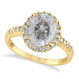Oval Salt & Pepper & Halo Diamond Engagement Ring 14k Yellow Gold 2.82ct