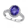 Oval Lab Tanzanite & Halo Lab Diamond Engagement Ring 14k White Gold 3.57ct