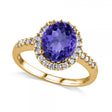 Oval Lab Tanzanite & Halo Lab Diamond Engagement Ring 14k Yellow Gold 3.57ct
