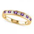 Channel Set Round Amethyst & Diamond Wedding Band 14k Yellow Gold (0.50ct)