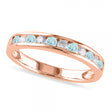 Channel Set Round Aquamarine & Diamond Wedding Band 14k Rose Gold (0.50ct)