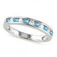 Channel Set Round Blue Topaz & Diamond Wedding Band 14k White Gold (0.50ct)