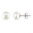Cultured Freshwater Button Pearl Stud Earrings 14k White Gold 6-7mm