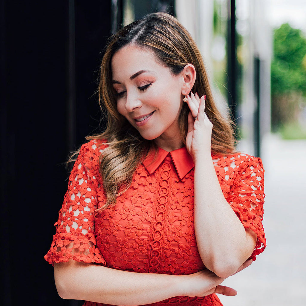 Vintage Style Leverback Diamond Earrings Floral 14k Rose Gold 0.15ct