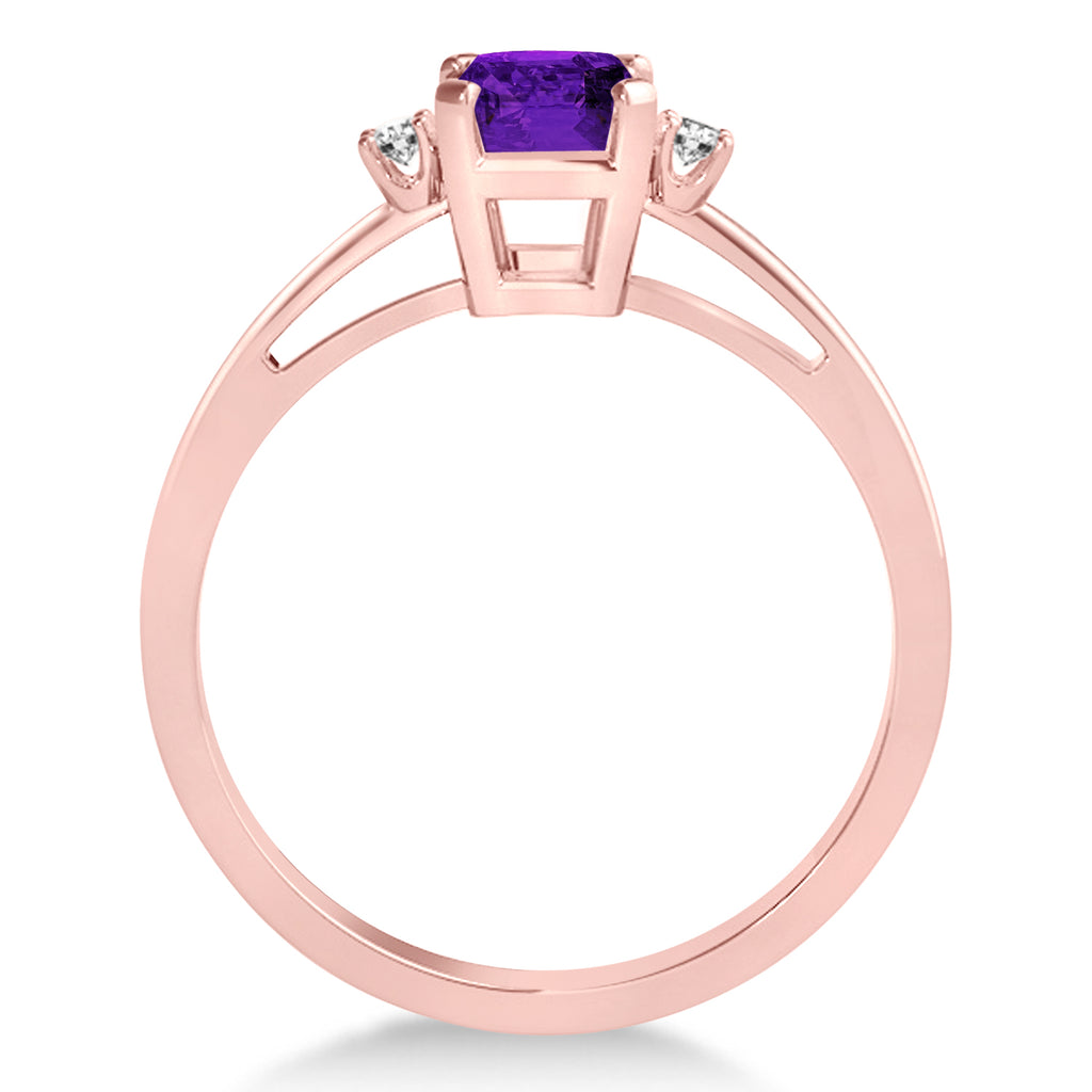 Amethyst Emerald Cut Three-Stone Ring 14k Rose Gold (1.04ct)