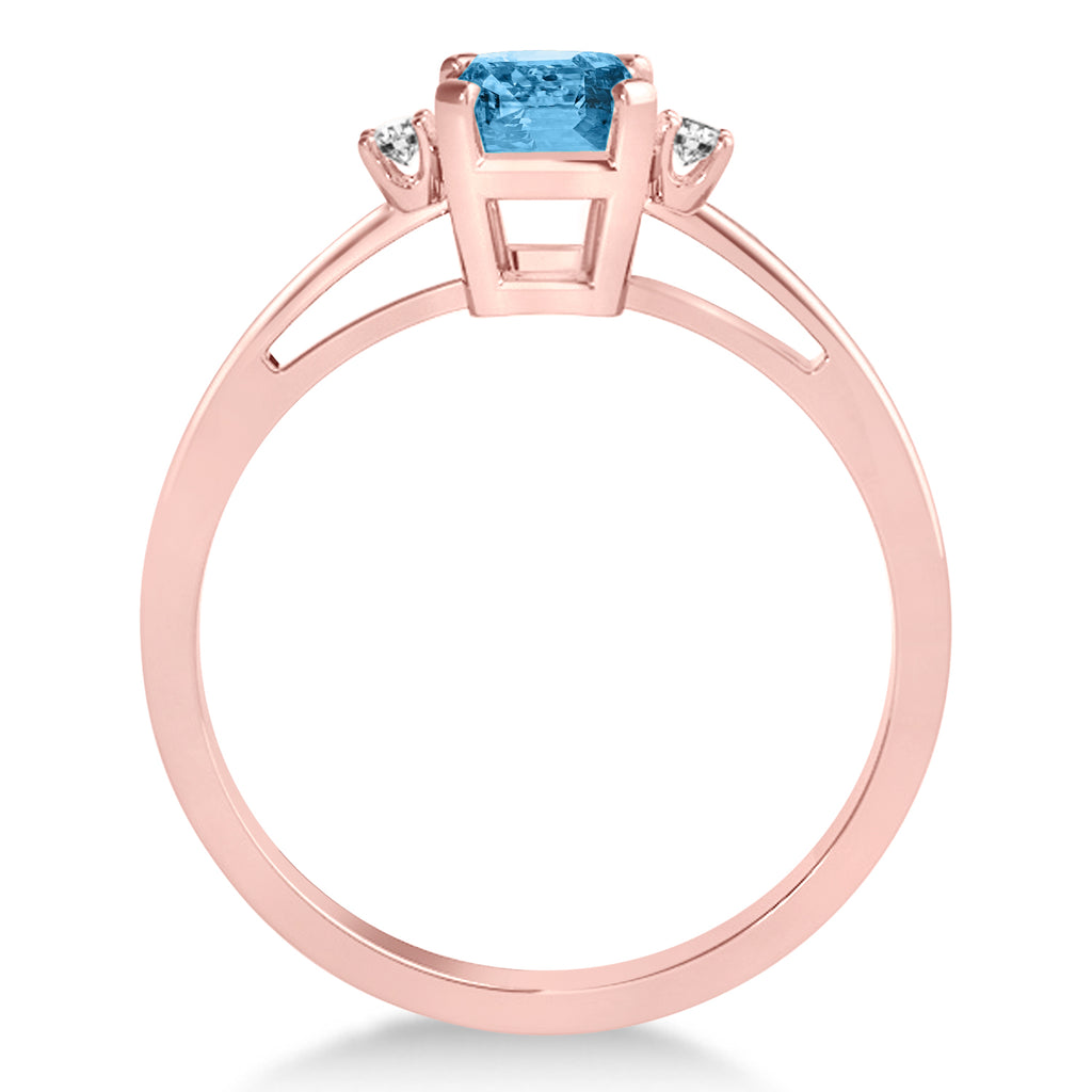 Blue Topaz Emerald Cut Three-Stone Ring 14k Rose Gold (1.04ct)