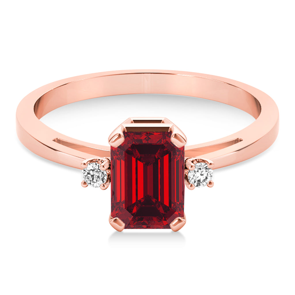 Ruby Emerald Cut Three-Stone Ring 18k Rose Gold (1.04ct)