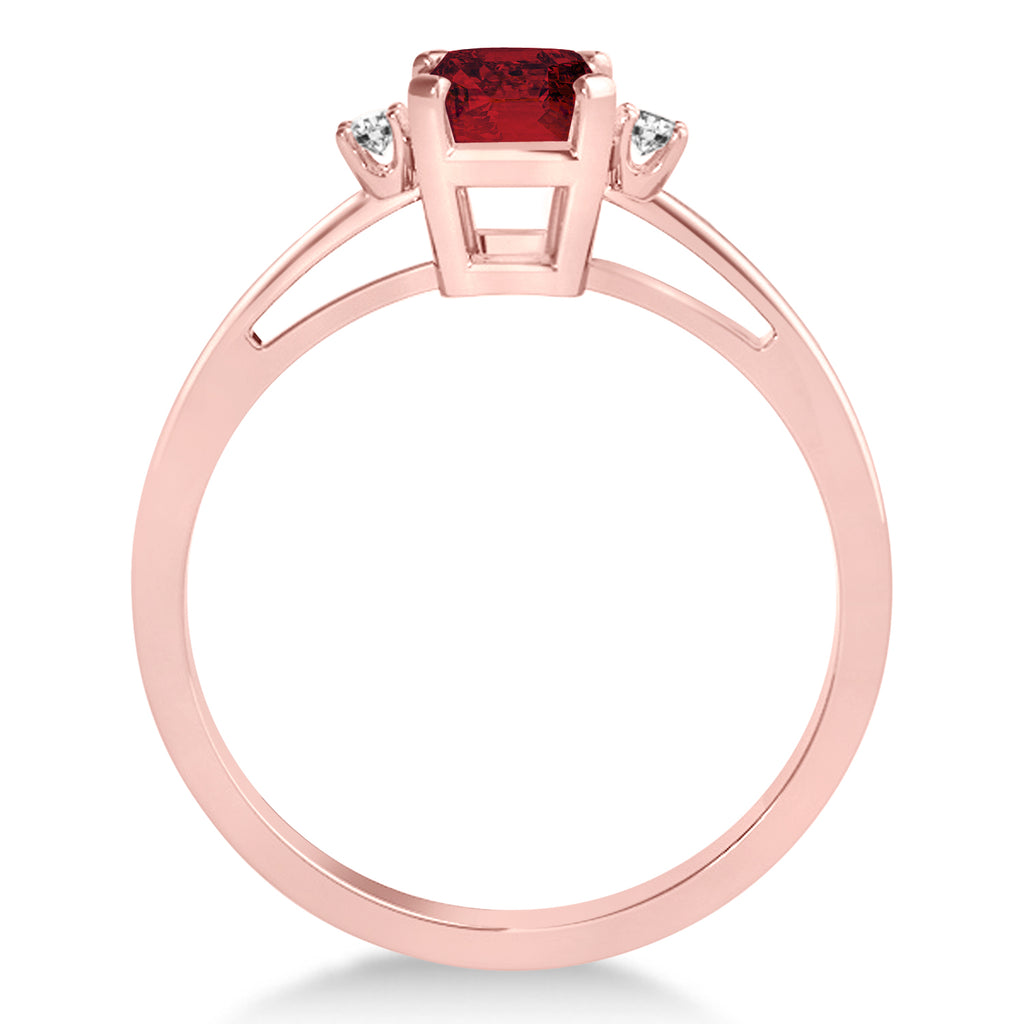 Ruby Emerald Cut Three-Stone Ring 18k Rose Gold (1.04ct)