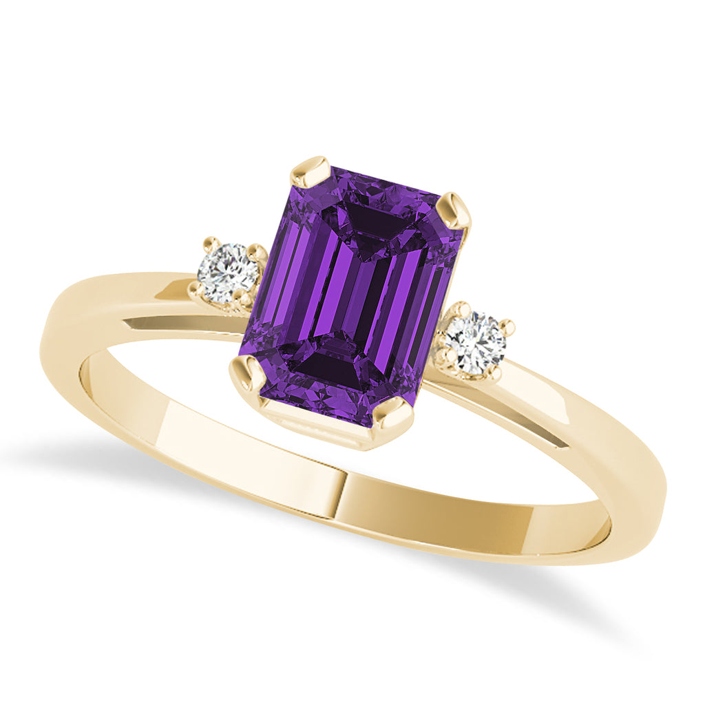 Amethyst Emerald Cut Three-Stone Ring 18k Yellow Gold (1.04ct)