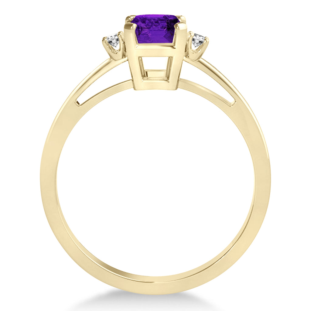 Amethyst Emerald Cut Three-Stone Ring 18k Yellow Gold (1.04ct)