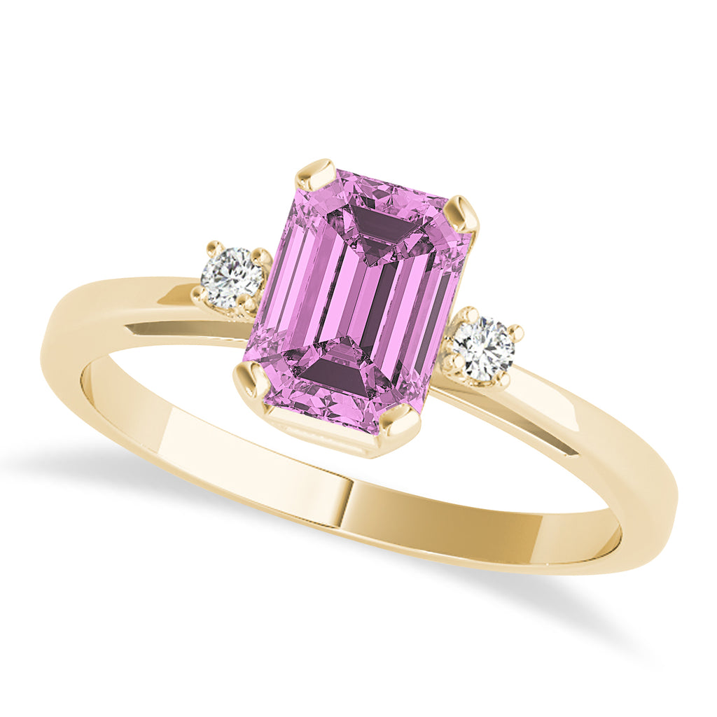 Pink Sapphire Emerald Cut Three-Stone Ring 18k Yellow Gold (1.04ct)