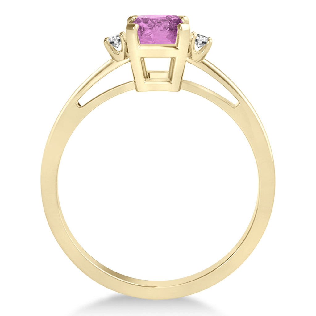 Pink Sapphire Emerald Cut Three-Stone Ring 18k Yellow Gold (1.04ct)