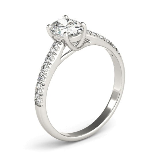 Oval Cut Diamond Engagement Ring 14K White Gold (0.39ct)