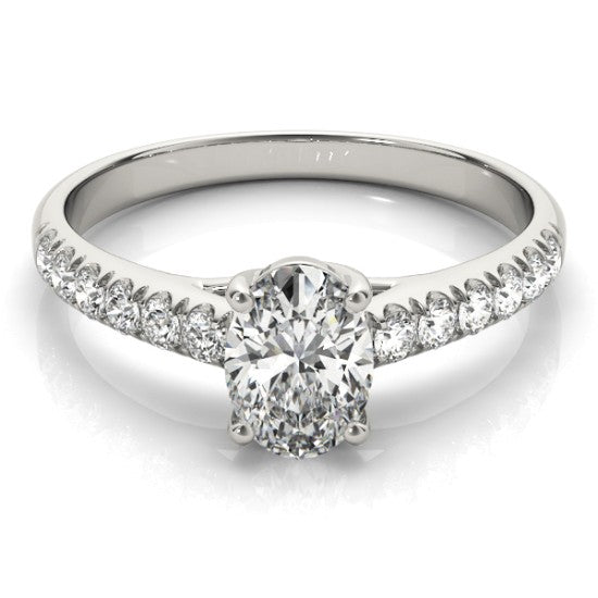 Oval Cut Diamond Engagement Ring 14K White Gold (0.39ct)