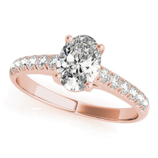 Oval Cut Diamond Engagement Ring 14K Rose Gold (0.61ct)