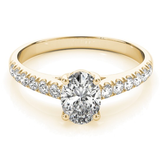 Diamond Accented Cathedral Engagement Ring 18K Yellow Gold (0.18ct)