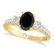 Oval Cut Black Diamond & Diamond Engagement Ring 18k Yellow Gold (1.40ct)