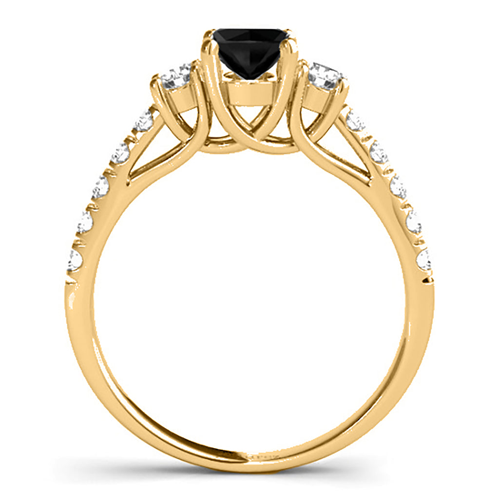 Oval Cut Black Diamond & Diamond Engagement Ring 18k Yellow Gold (1.40ct)