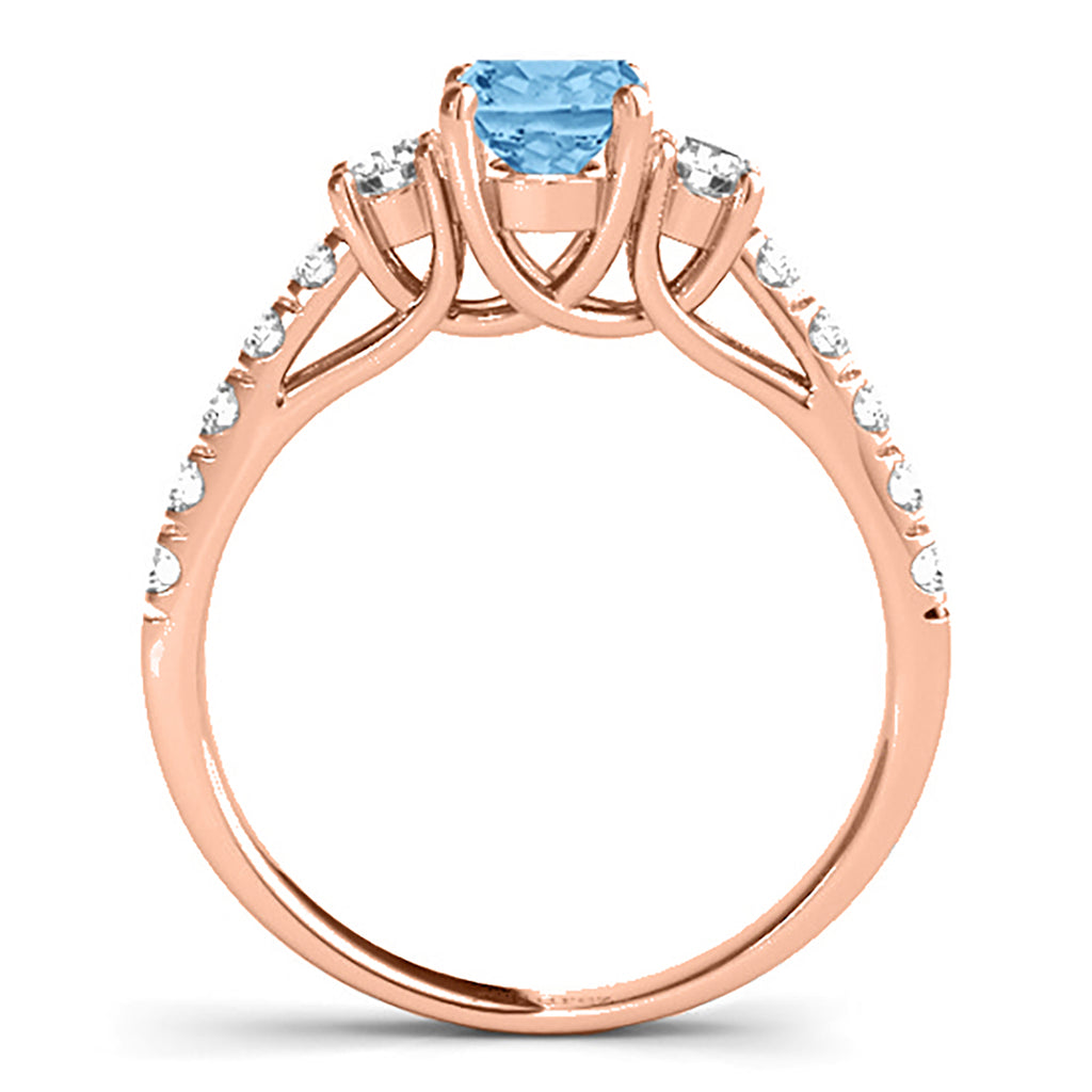 Oval Cut Blue Topaz & Diamond Engagement Ring 14k Rose Gold (1.40ct)