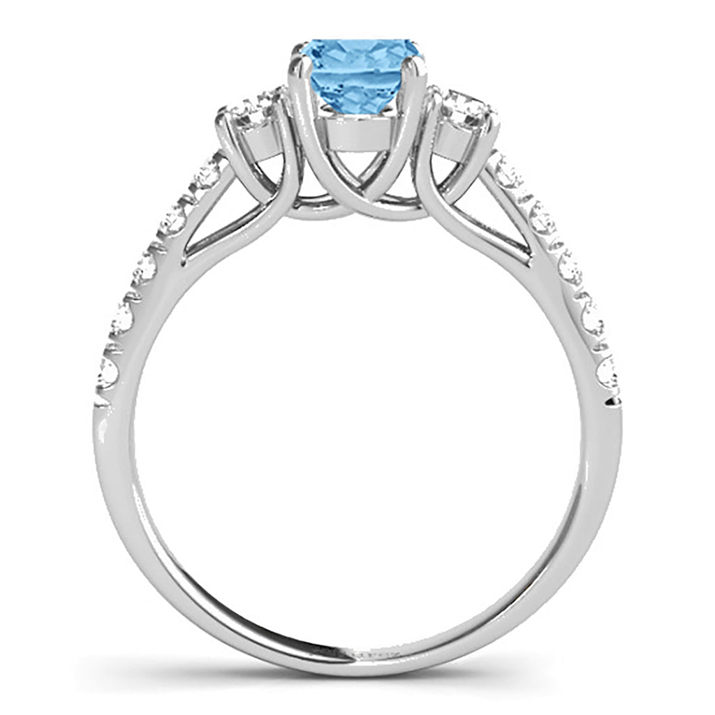 Oval Cut Blue Topaz & Diamond Engagement Ring 18k White Gold (1.40ct)