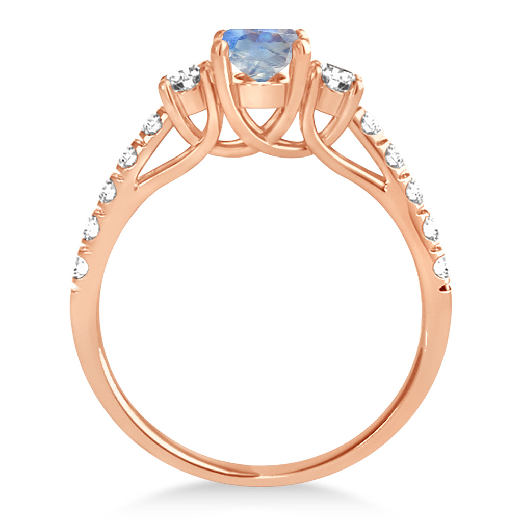 Oval Cut Moonstone & Diamond Engagement Ring 18k Rose Gold (1.40ct)
