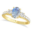 Oval Cut Moonstone & Diamond Engagement Ring 18k Yellow Gold (1.40ct)