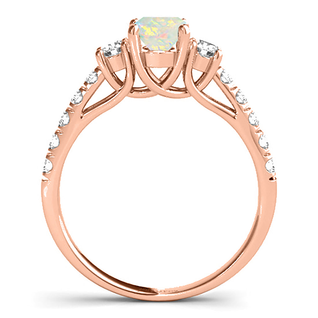 Oval Cut Opal & Diamond Engagement Ring 14k Rose Gold (1.40ct)