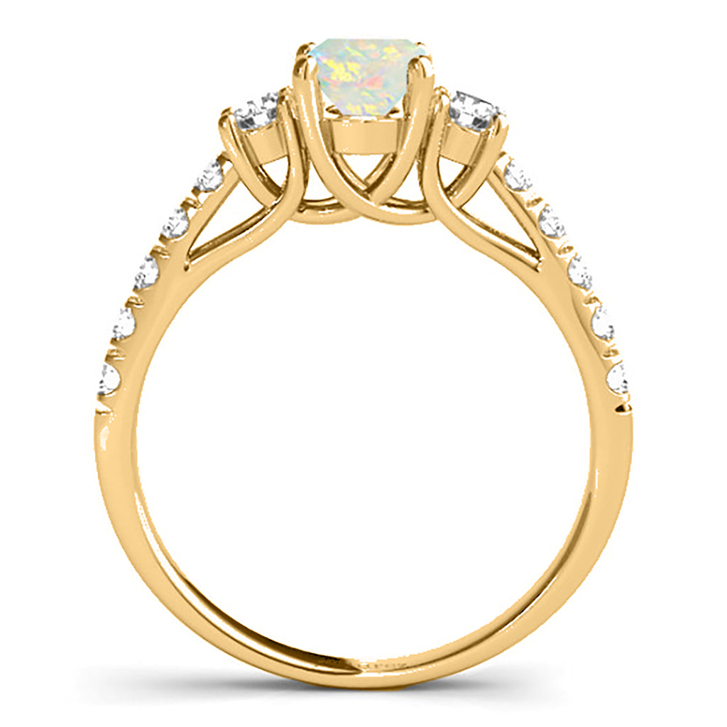 Oval Cut Opal & Diamond Engagement Ring 14k Yellow Gold (1.40ct)