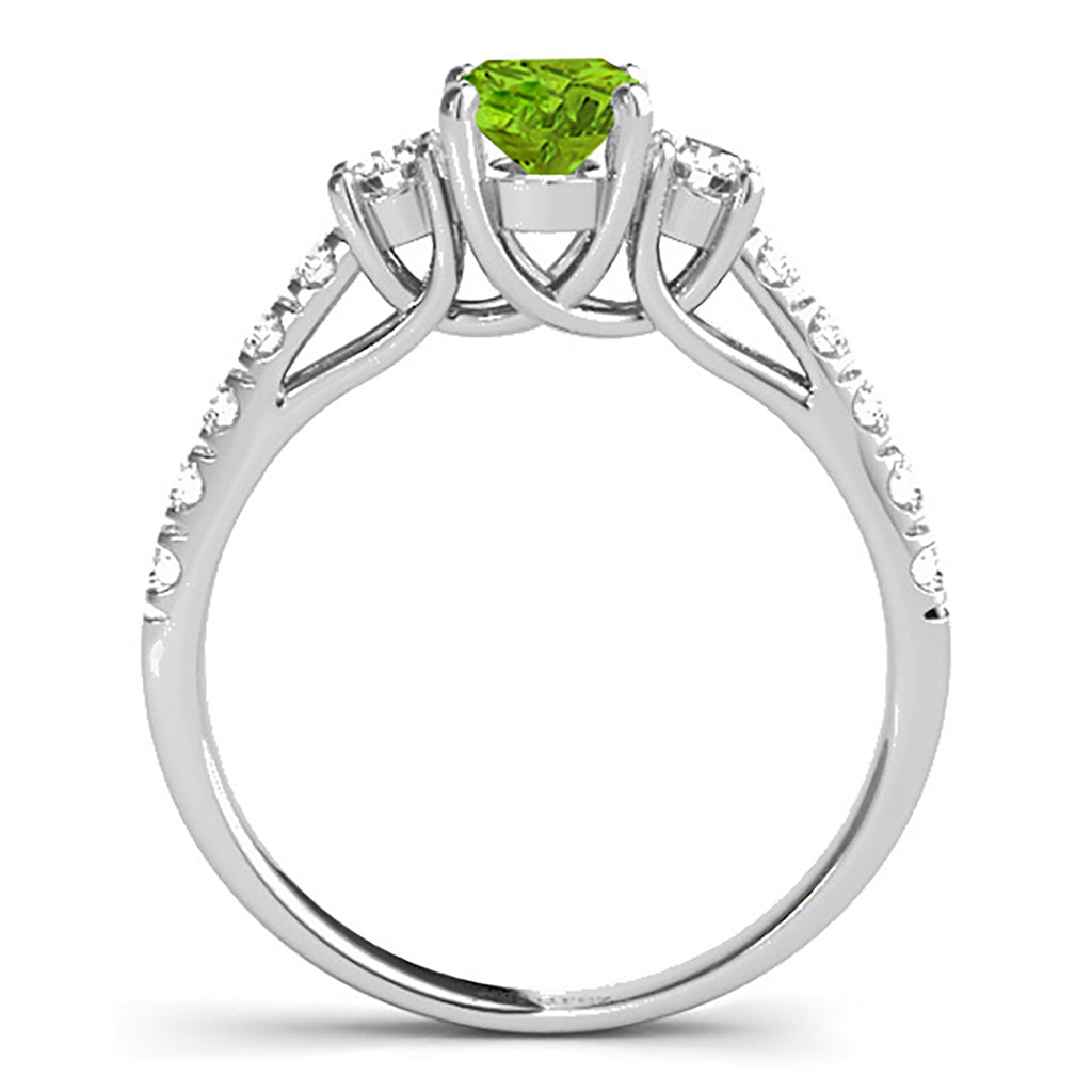 Oval Cut Peridot & Diamond Engagement Ring 14k White Gold (1.40ct)