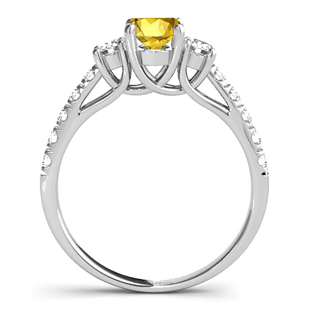 Oval Cut Yellow Sapphire & Diamond Engagement Ring 14k White Gold (1.40ct)