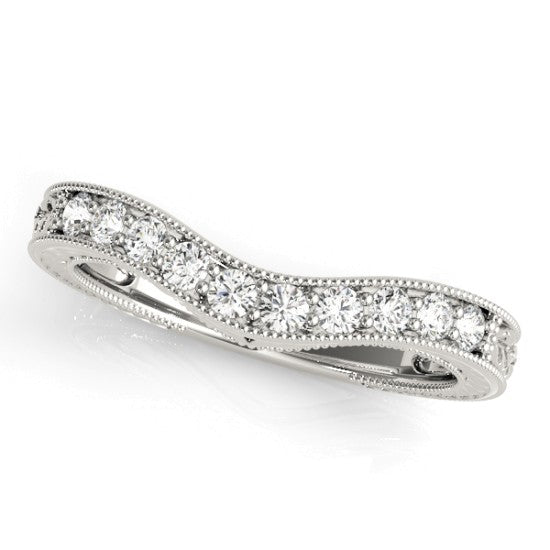 Diamond Antique Style Bridal Set Setting 14K White Gold (0.47ct)