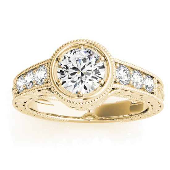 Diamond Antique Style Bridal Set Setting 14K Yellow Gold (0.47ct)
