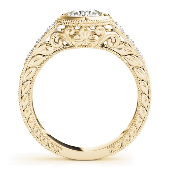 Diamond Antique Style Bridal Set Setting 14K Yellow Gold (0.47ct)