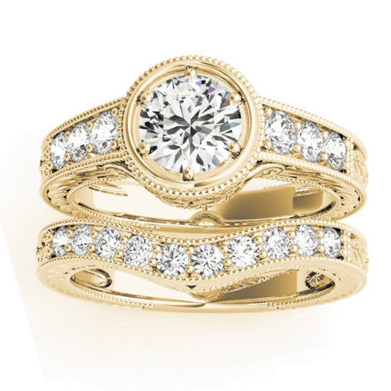 Diamond Antique Style Bridal Set Setting 18K Yellow Gold (0.47ct)