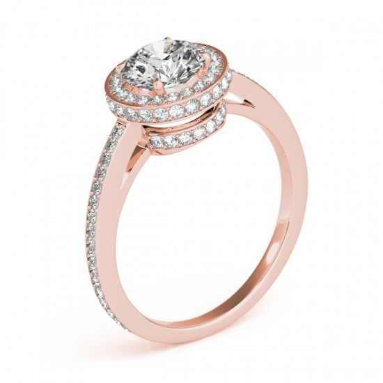 Oval Diamond Halo Engagement Ring 14k Rose Gold (1.71ct)