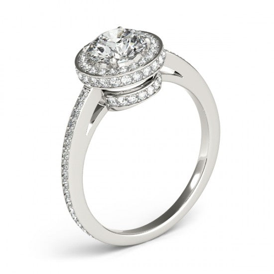 Lab Diamond Halo Engagement Ring 14k White Gold (1.71ct)
