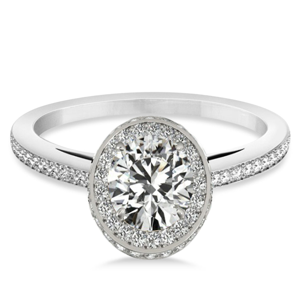 Lab Diamond Halo Engagement Ring 14k White Gold (1.71ct)