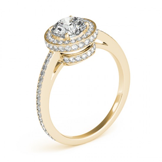 Lab Diamond Halo Engagement Ring 14k Yellow Gold (1.71ct)