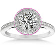 Diamond Halo Engagement Ring Pink Sapphire Accents 14k W. Gold 0.50ct