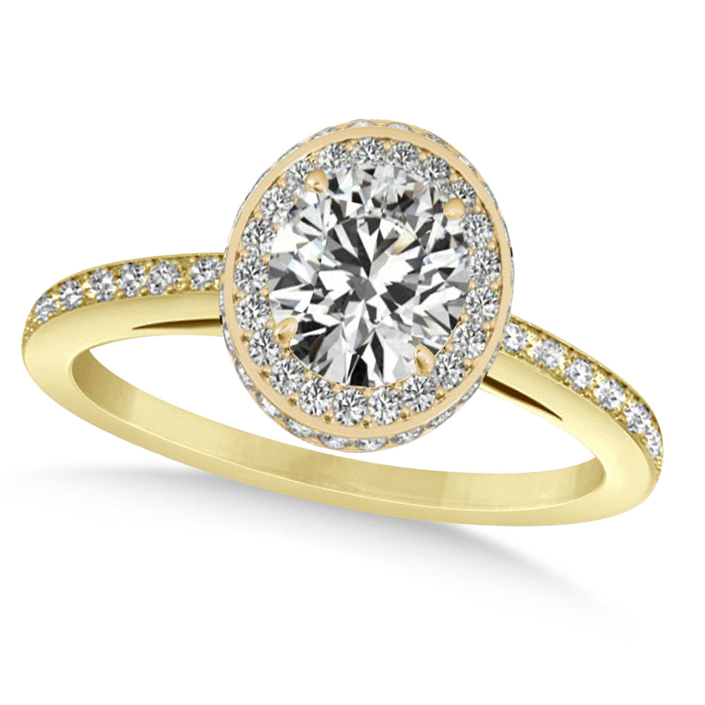 Oval Moissanite & Diamond Halo Engagement Ring 14k Yellow Gold (1.71ct)