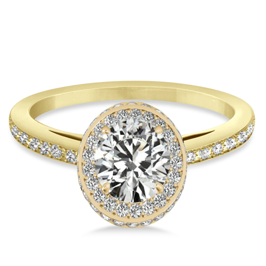 Oval Moissanite & Diamond Halo Engagement Ring 14k Yellow Gold (1.71ct)