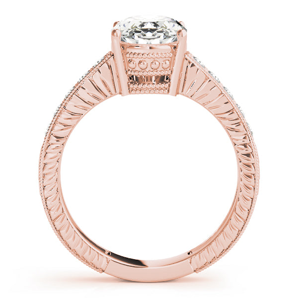 Diamond Accented Oval Engagement Ring Setting 18k Rose Gold 0.10ct