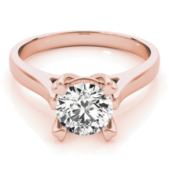 Solitaire Cathedral Prong-Set Engagement Ring Setting 14K Rose Gold