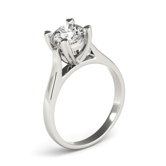Solitaire Cathedral Prong-Set Engagement Ring Setting 14K White Gold