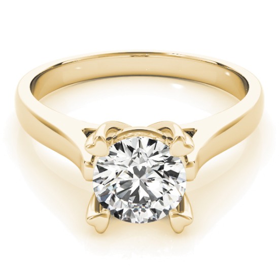 Solitaire Cathedral Prong-Set Engagement Ring Setting 14K Yellow Gold